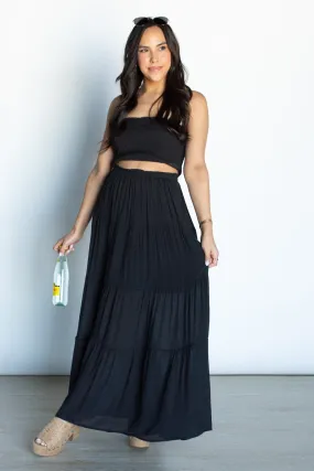 Flirty Ways Black Tube Top and Skirt Set