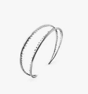 Flores open cuff bracelet  | Sterling Silver - White Rhodium