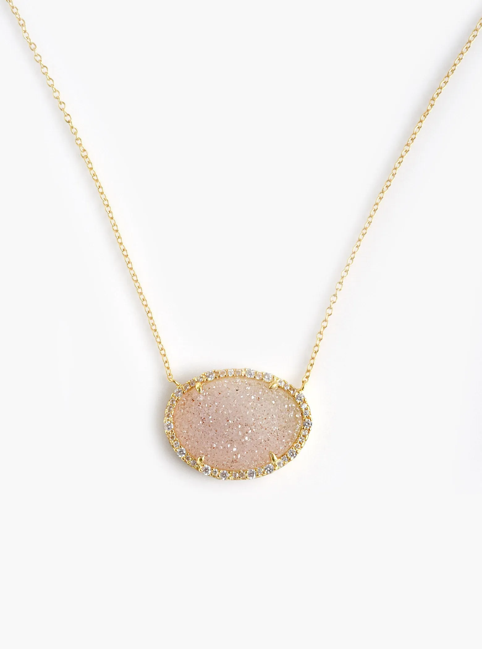 Freeform Druzy Oval Necklace