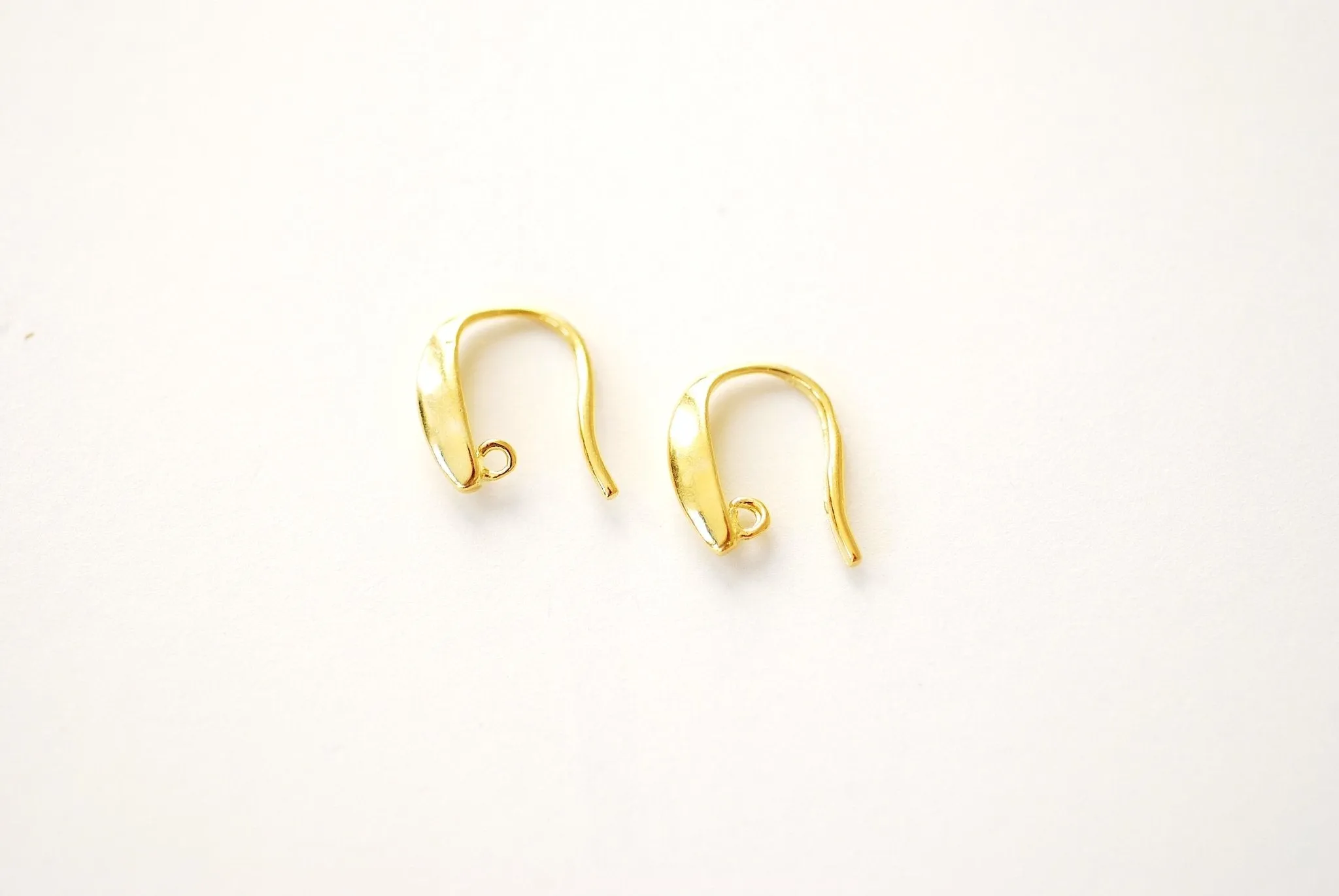 French Hook Earrings with loop l Vermeil 18k Gold Plated over Sterling Silver Flat Ear Wire Ear Hooks Earring Findings Flat Earrings