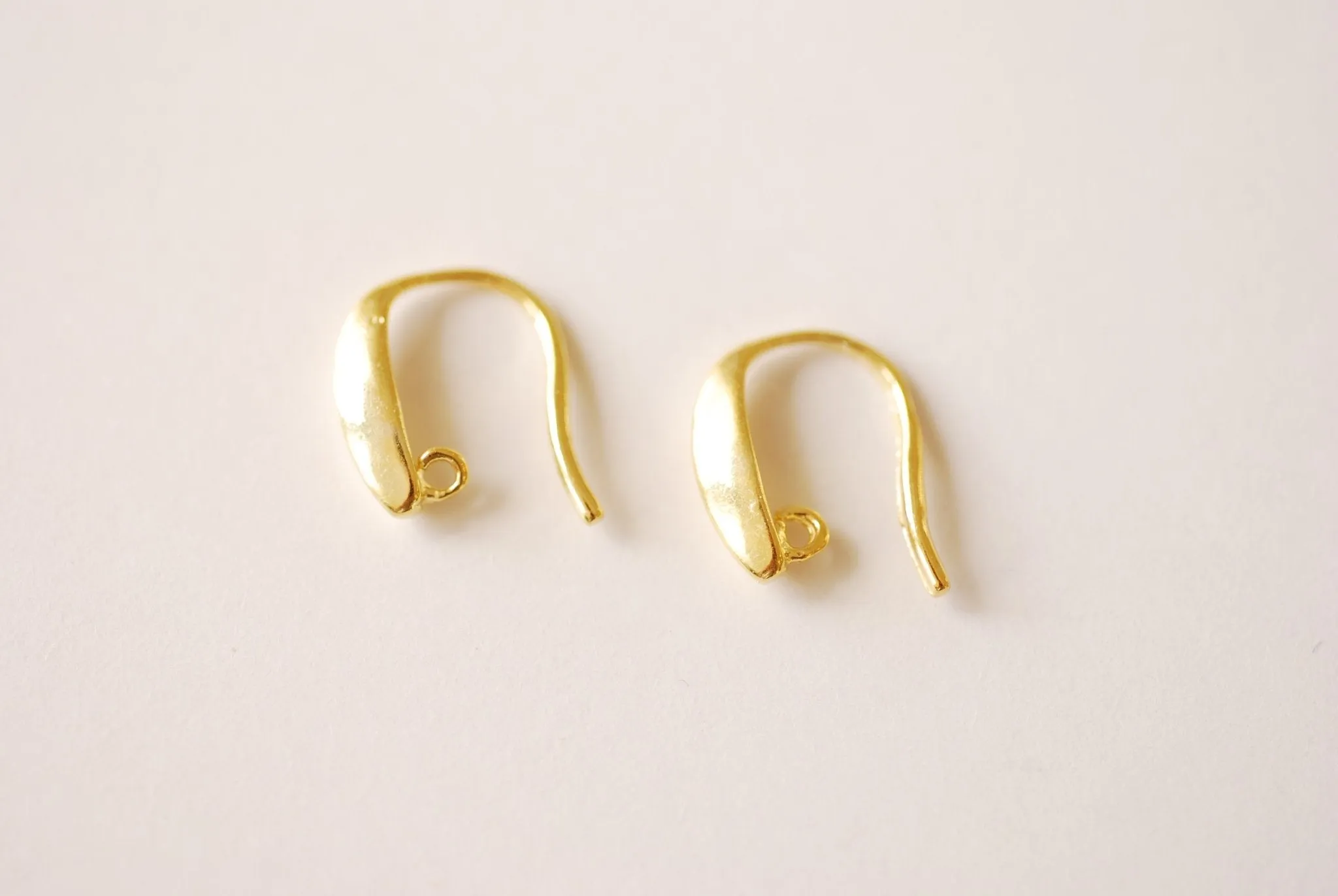 French Hook Earrings with loop l Vermeil 18k Gold Plated over Sterling Silver Flat Ear Wire Ear Hooks Earring Findings Flat Earrings