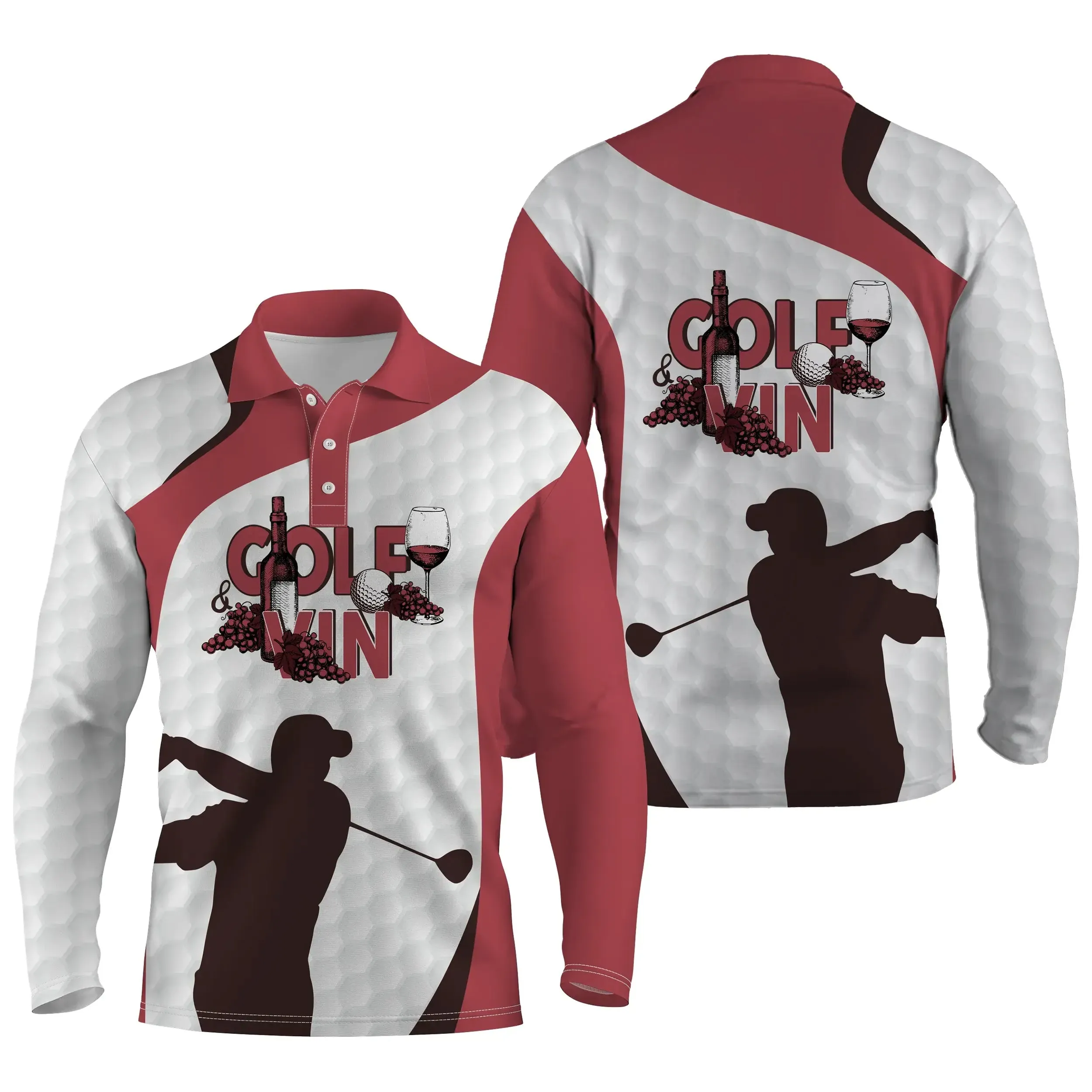 Golf et Vin, Polo de Sport, Cadeau Humour pour Fans de Golf, Polo Homme Femme - CTS18052214