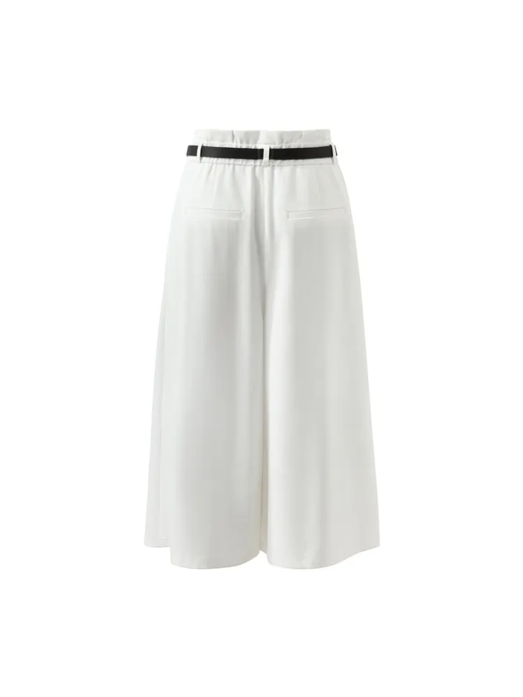 High-Waisted Mid-Calf Women Wide Leg Pants