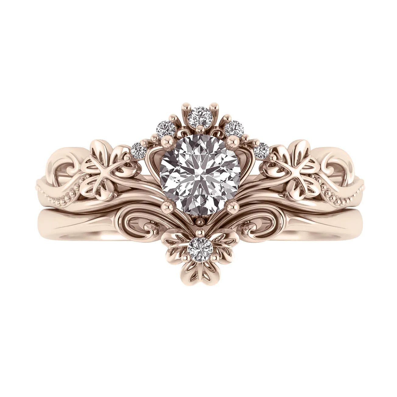 Horta | custom bridal ring setting, engagement & wedding band set