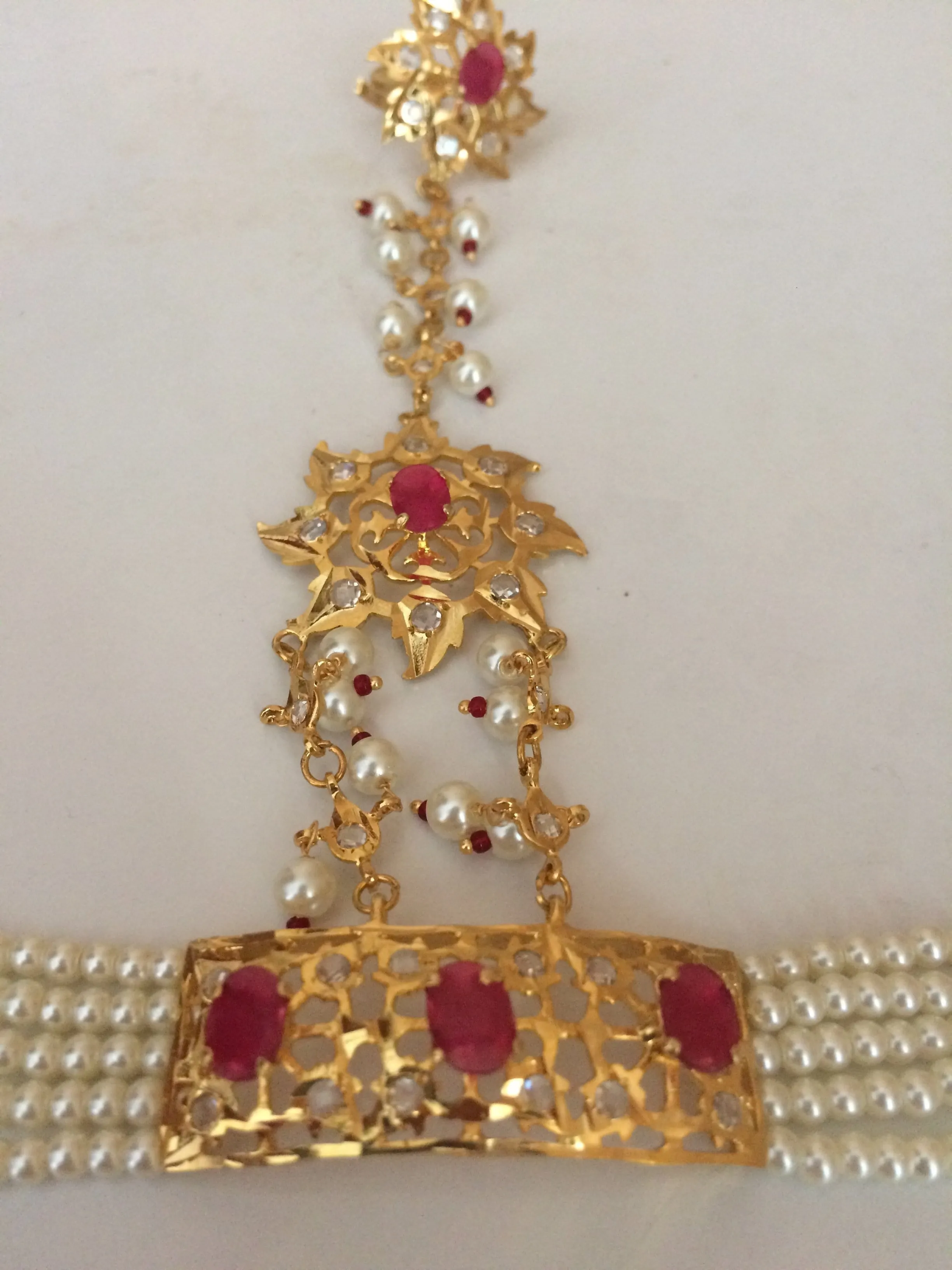 HP5 Nihala Hyderabadi haath Phool in rubies (READY TO SHIP  )