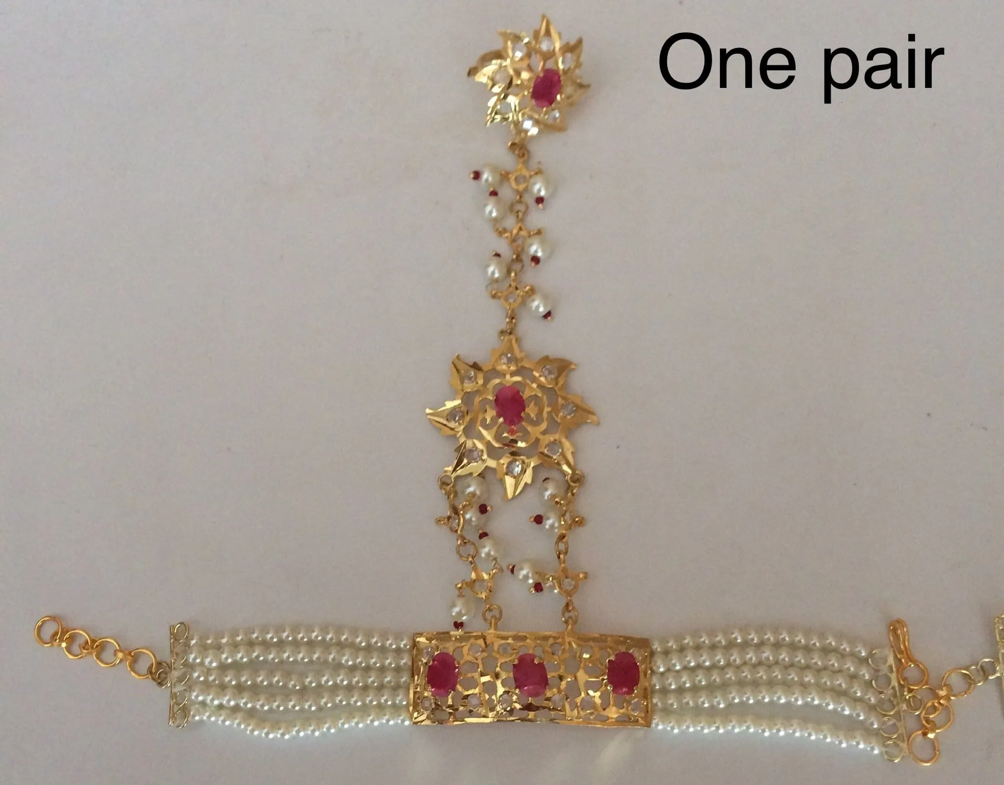 HP5 Nihala Hyderabadi haath Phool in rubies (READY TO SHIP  )