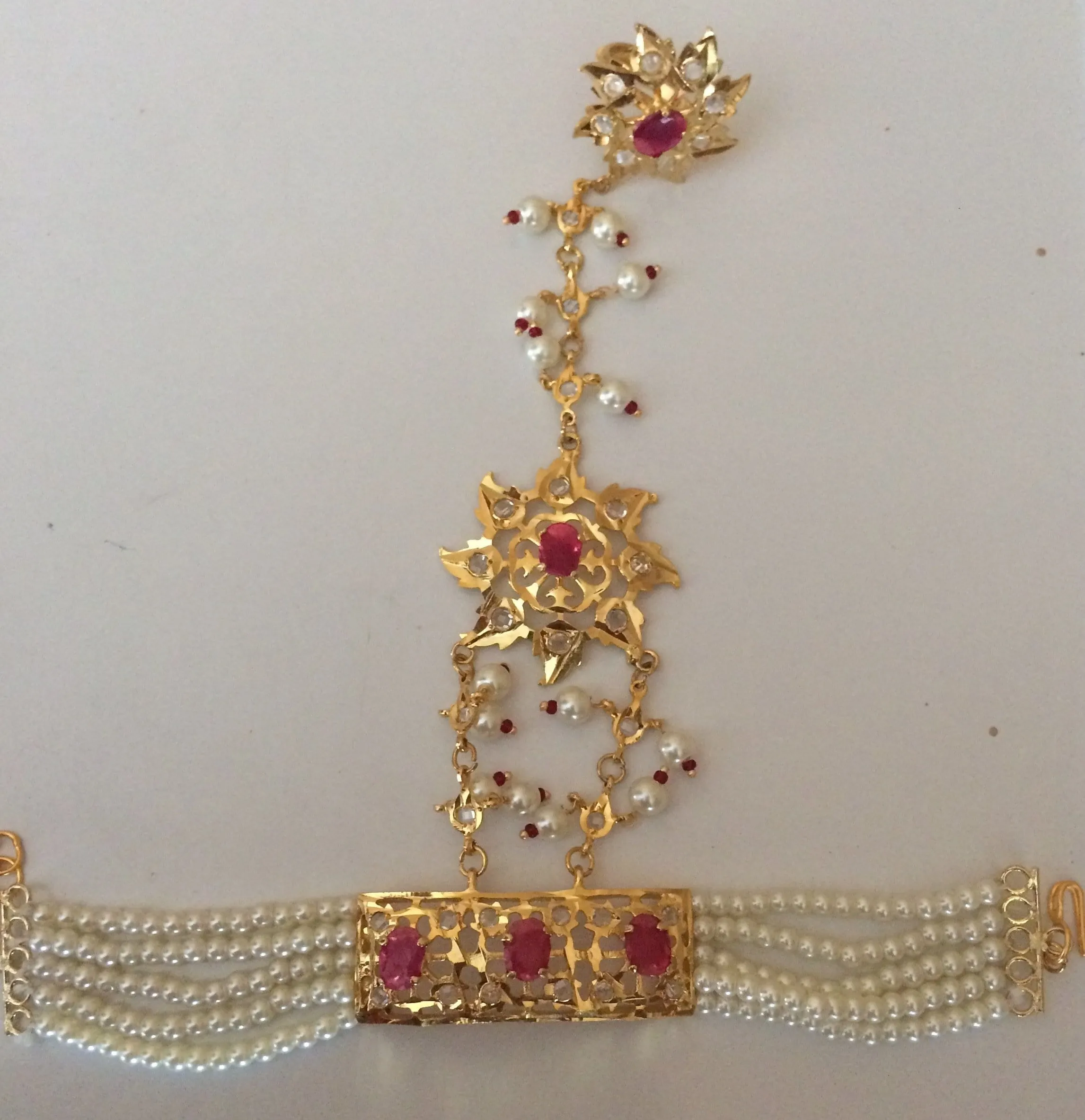 HP5 Nihala Hyderabadi haath Phool in rubies (READY TO SHIP  )