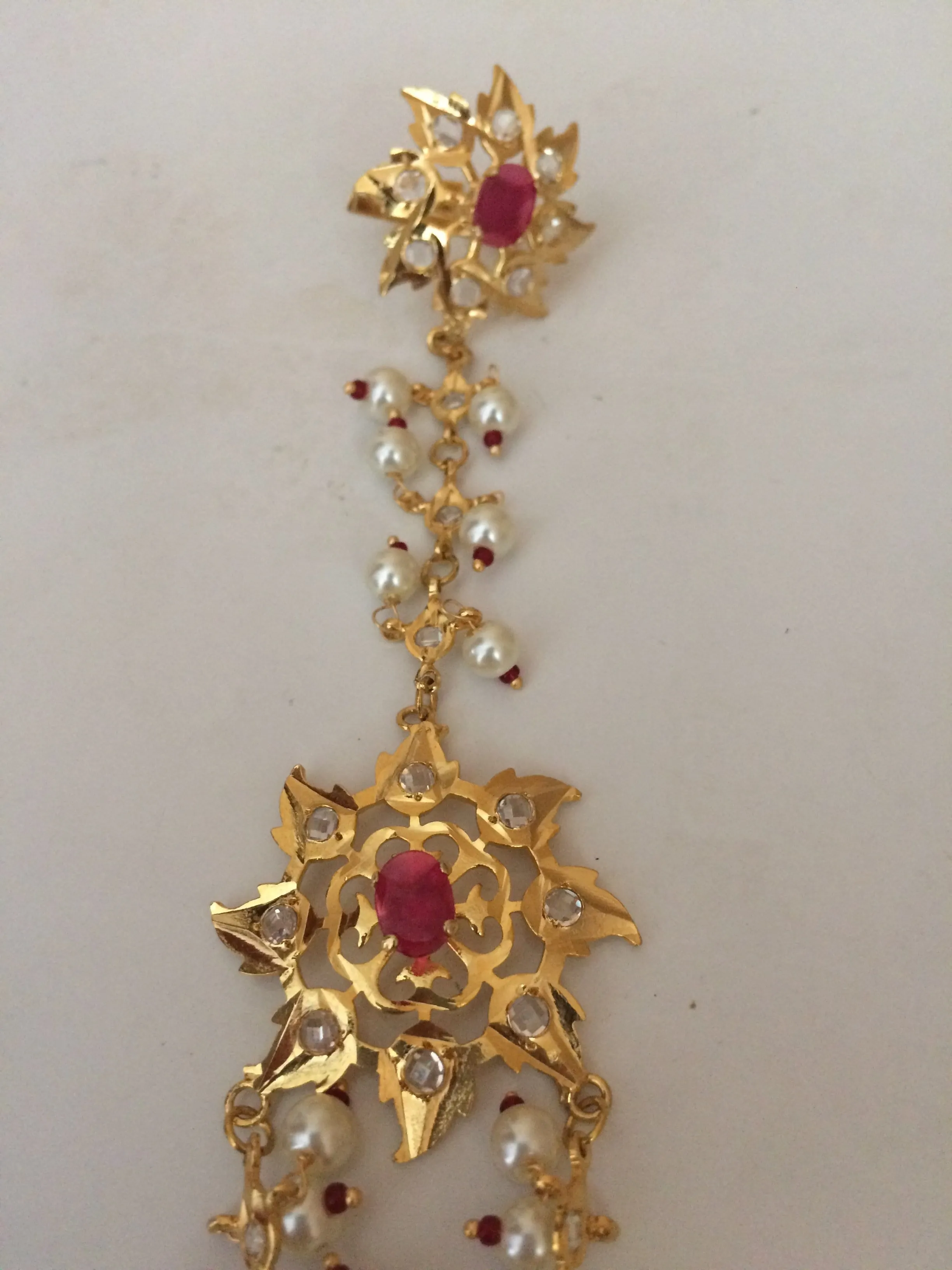 HP5 Nihala Hyderabadi haath Phool in rubies (READY TO SHIP  )