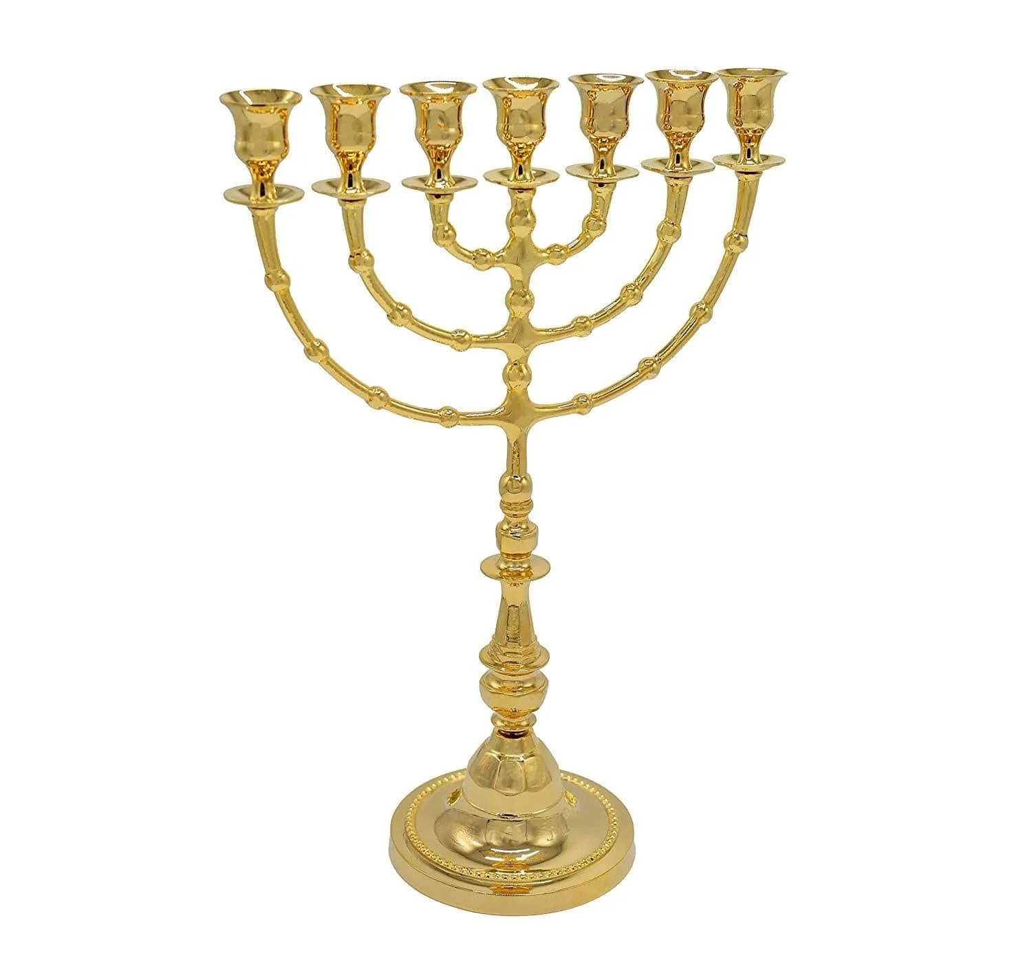 Large Menorah Gold Plated from Holy Land Jerusalem 17 inch / 43 cm