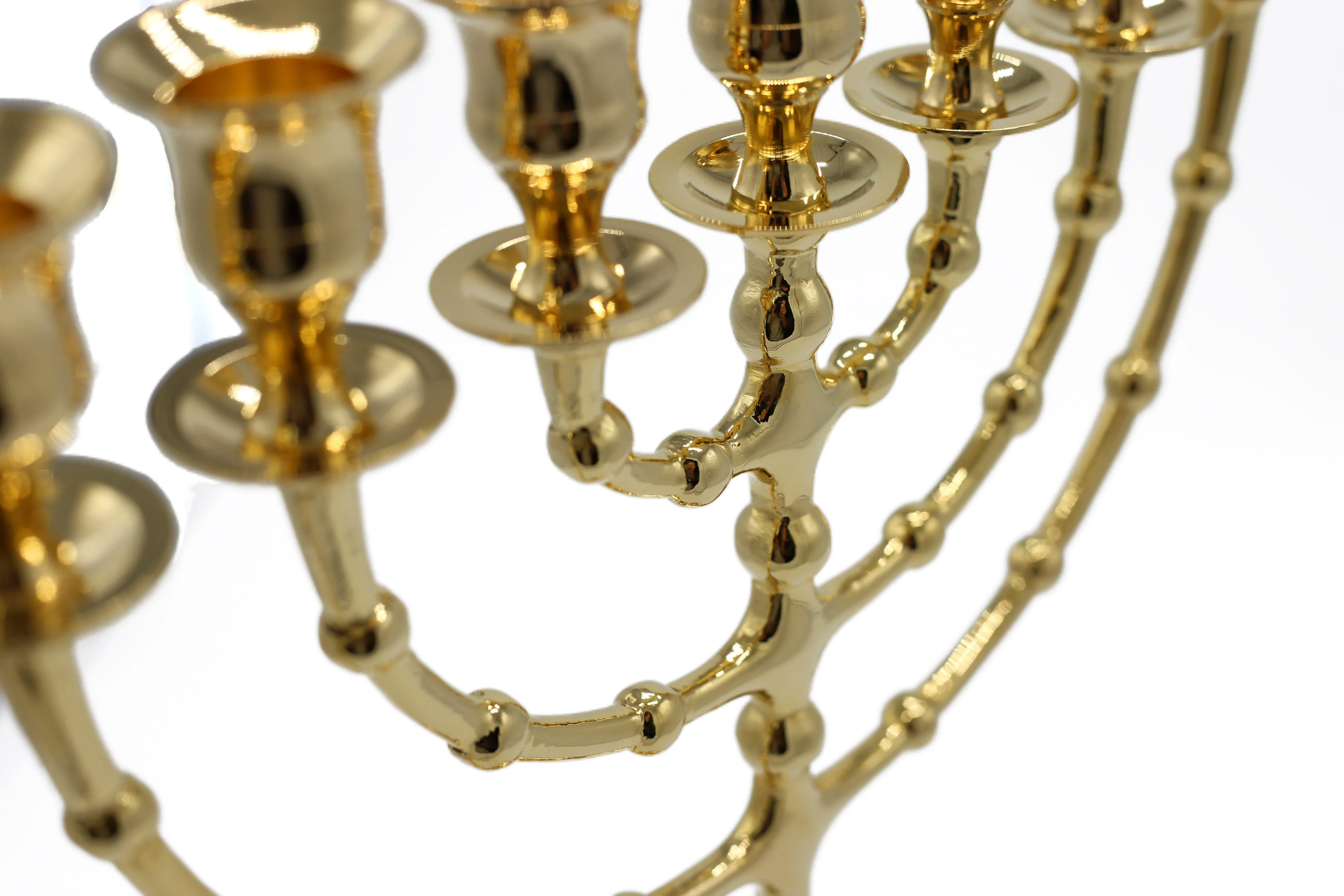 Large Menorah Gold Plated from Holy Land Jerusalem 17 inch / 43 cm