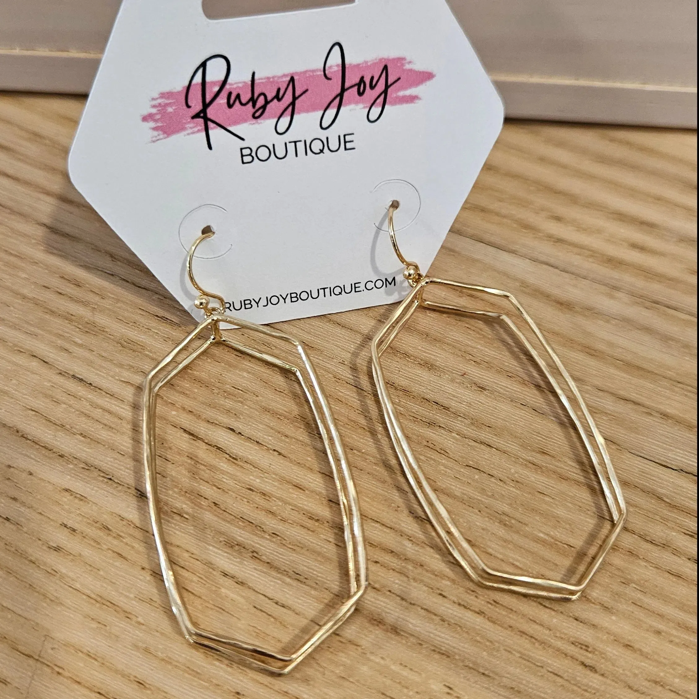 Layered Hexagon Drop Earrings