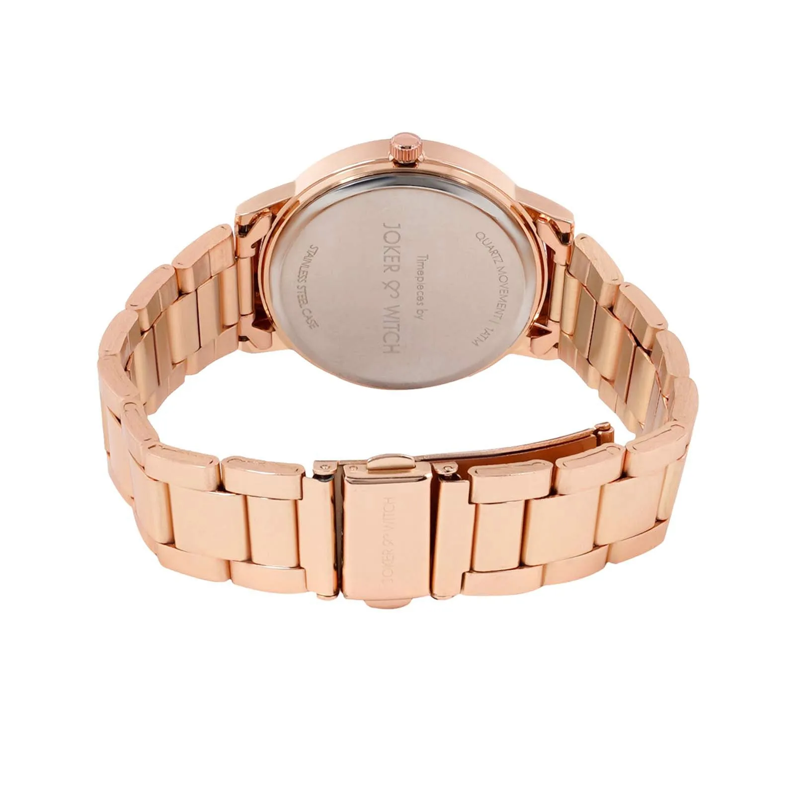 Luna White Dial Rosegold Metallic Strap Watch