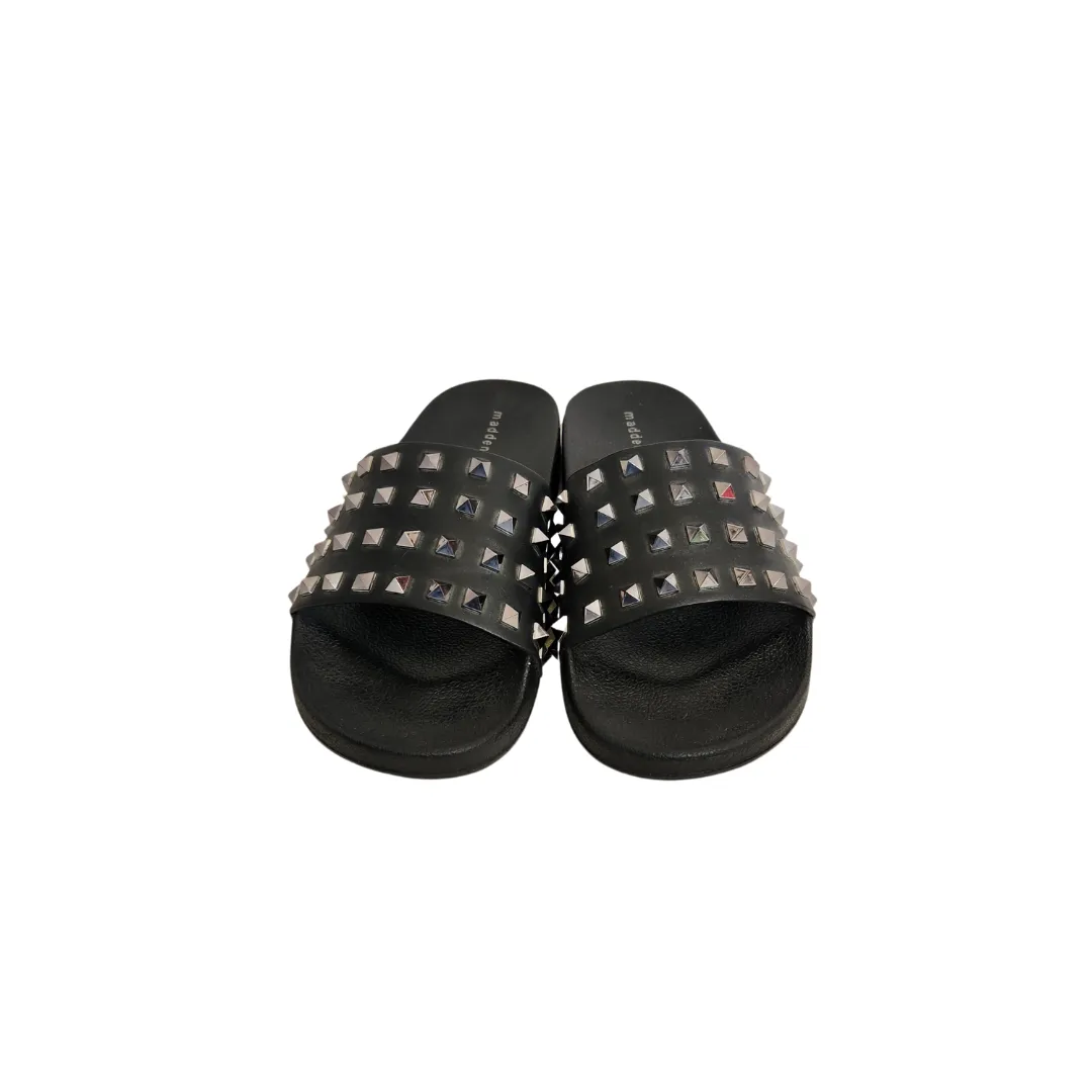 Madden Girl Black Flashh Studded Cushion Slides | Gently Used |