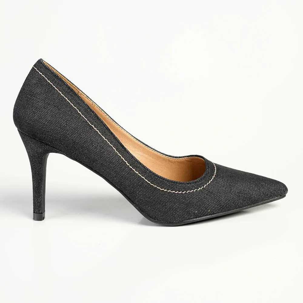 Madison Parker Denim Court Heels - Black