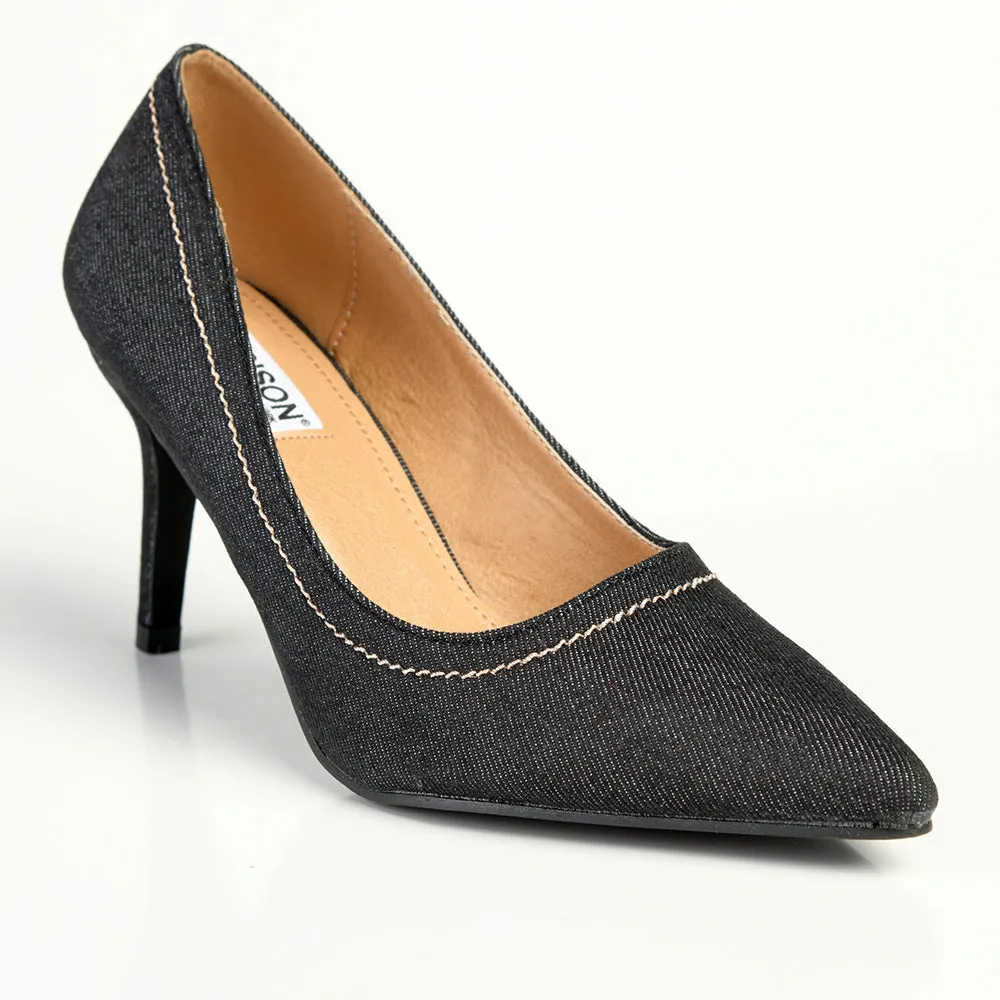 Madison Parker Denim Court Heels - Black