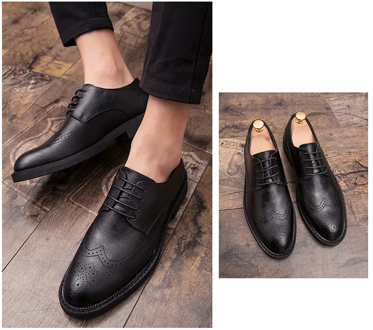 Men's British Carved Style Genuine Leather Shoes