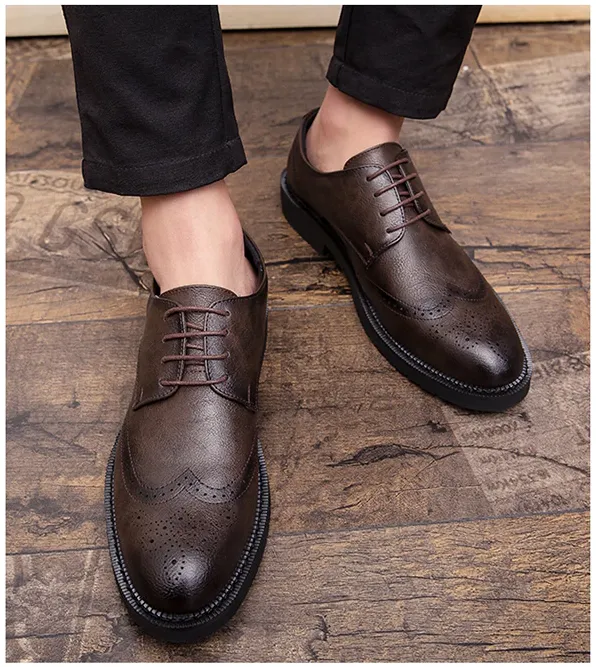 Men's British Carved Style Genuine Leather Shoes