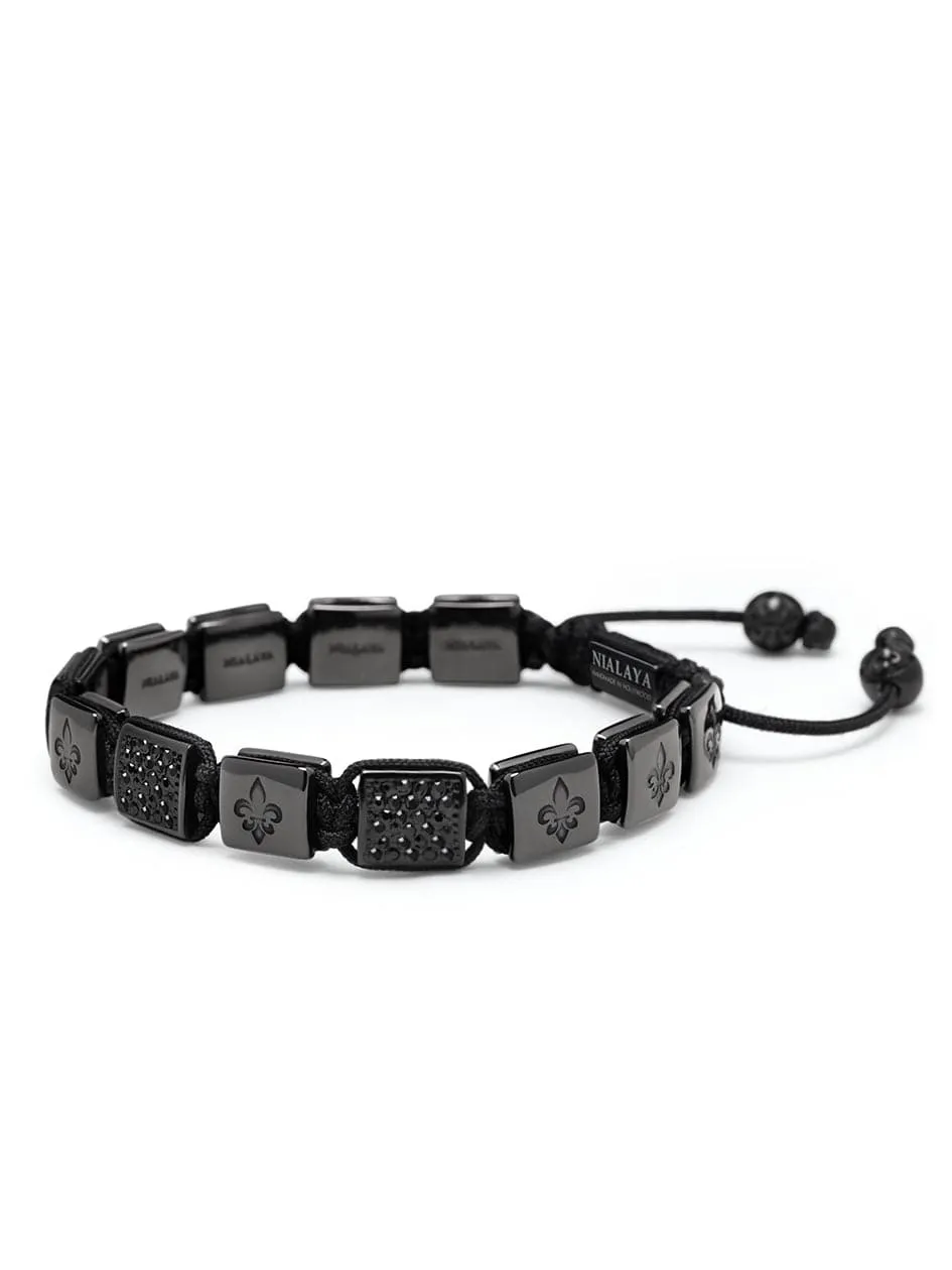 Men's Ceramic Flatbead Bracelet in Black