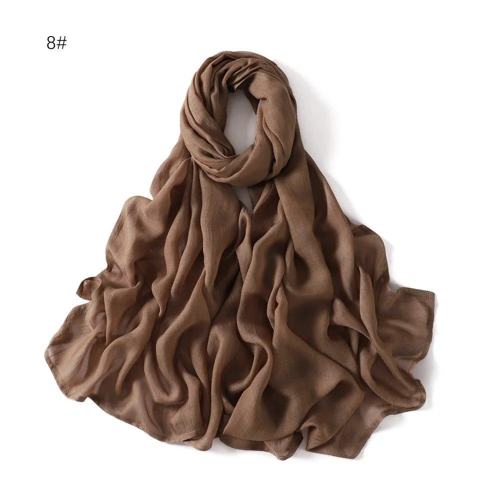 MH054 Rayon Solid Color Wide Brim Cotton Hijab