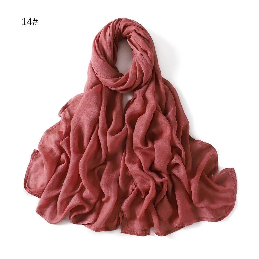 MH054 Rayon Solid Color Wide Brim Cotton Hijab