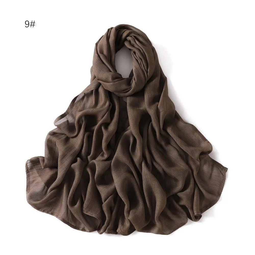 MH054 Rayon Solid Color Wide Brim Cotton Hijab