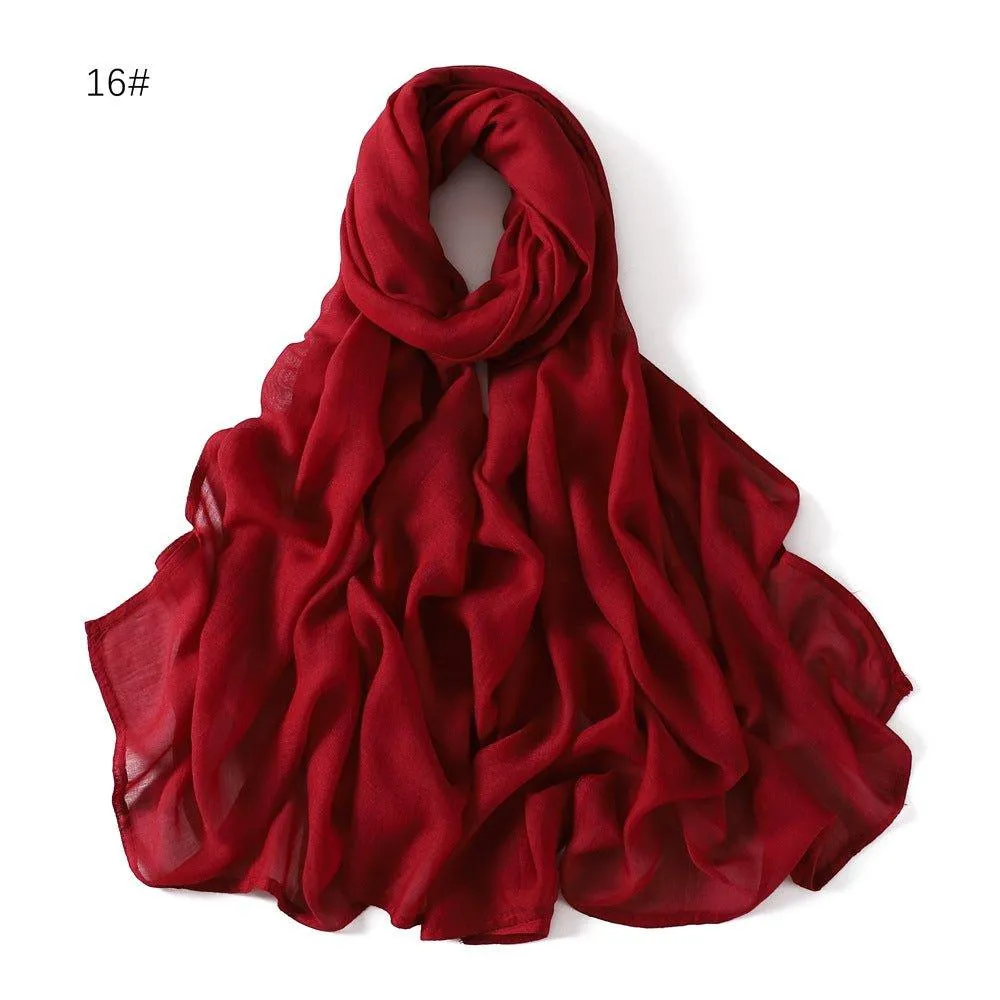 MH054 Rayon Solid Color Wide Brim Cotton Hijab