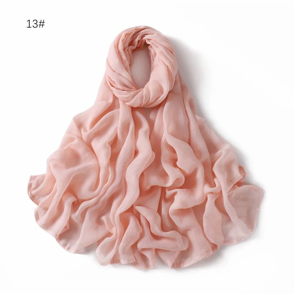 MH054 Rayon Solid Color Wide Brim Cotton Hijab