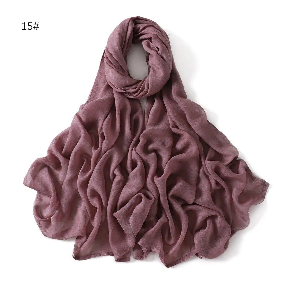 MH054 Rayon Solid Color Wide Brim Cotton Hijab