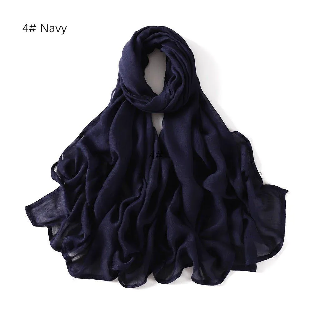 MH054 Rayon Solid Color Wide Brim Cotton Hijab