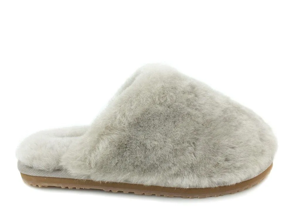 MOU Closed Toe Fur Slipper Solid Color Sand