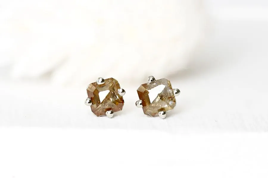 natural faceted diamond studs