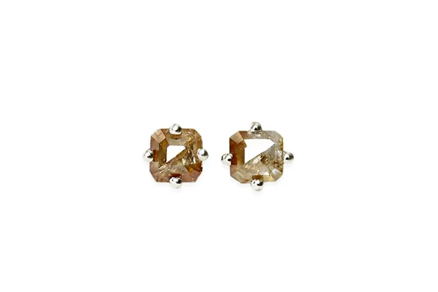 natural faceted diamond studs