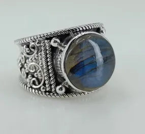 Navya Craft Labradorite 925 Solid Sterling Silver Handmade Ring Size 3-13 US