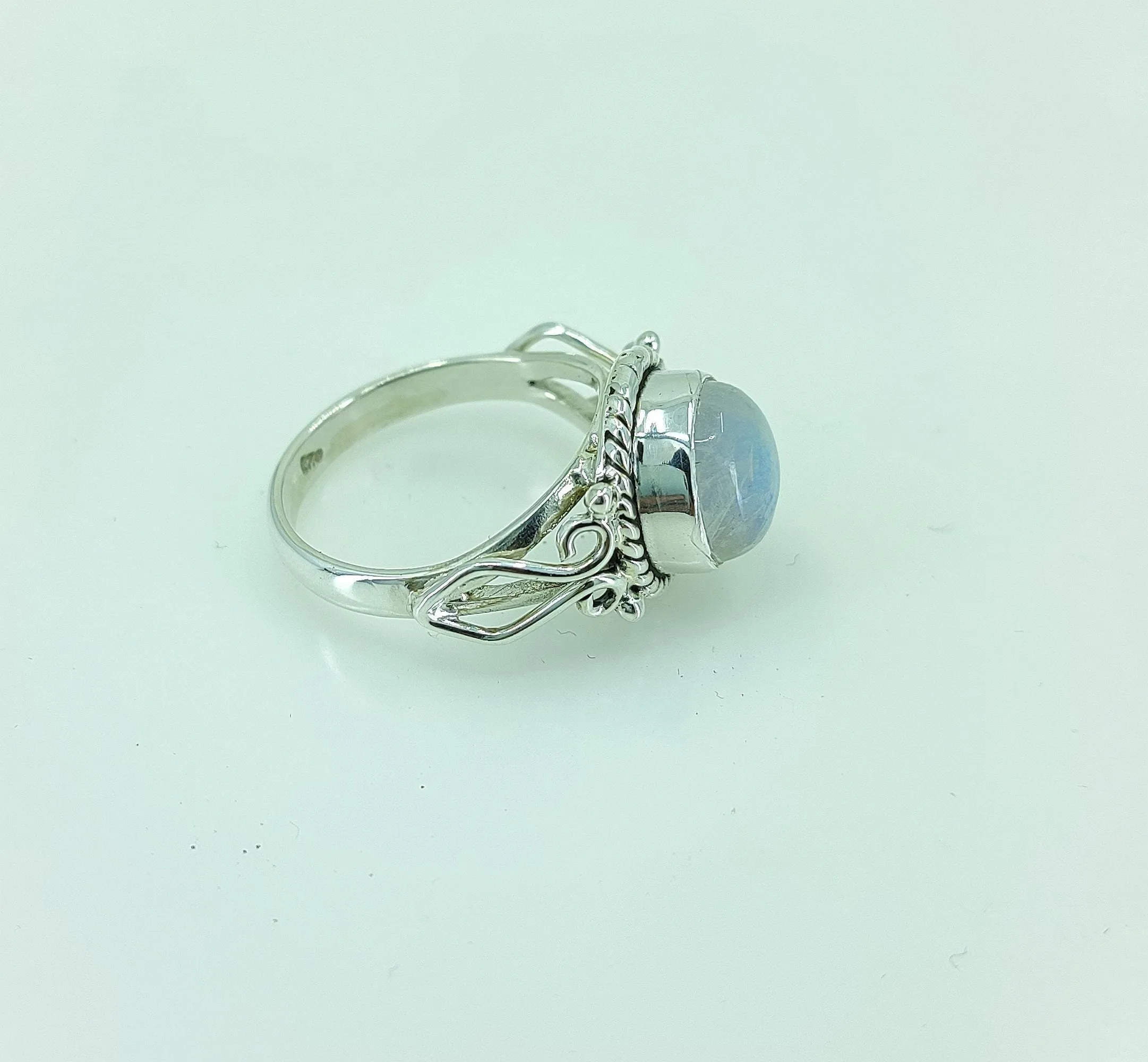 Navya Craft Rainbow Moonstone 925 Sterling Silver Handmade Ring