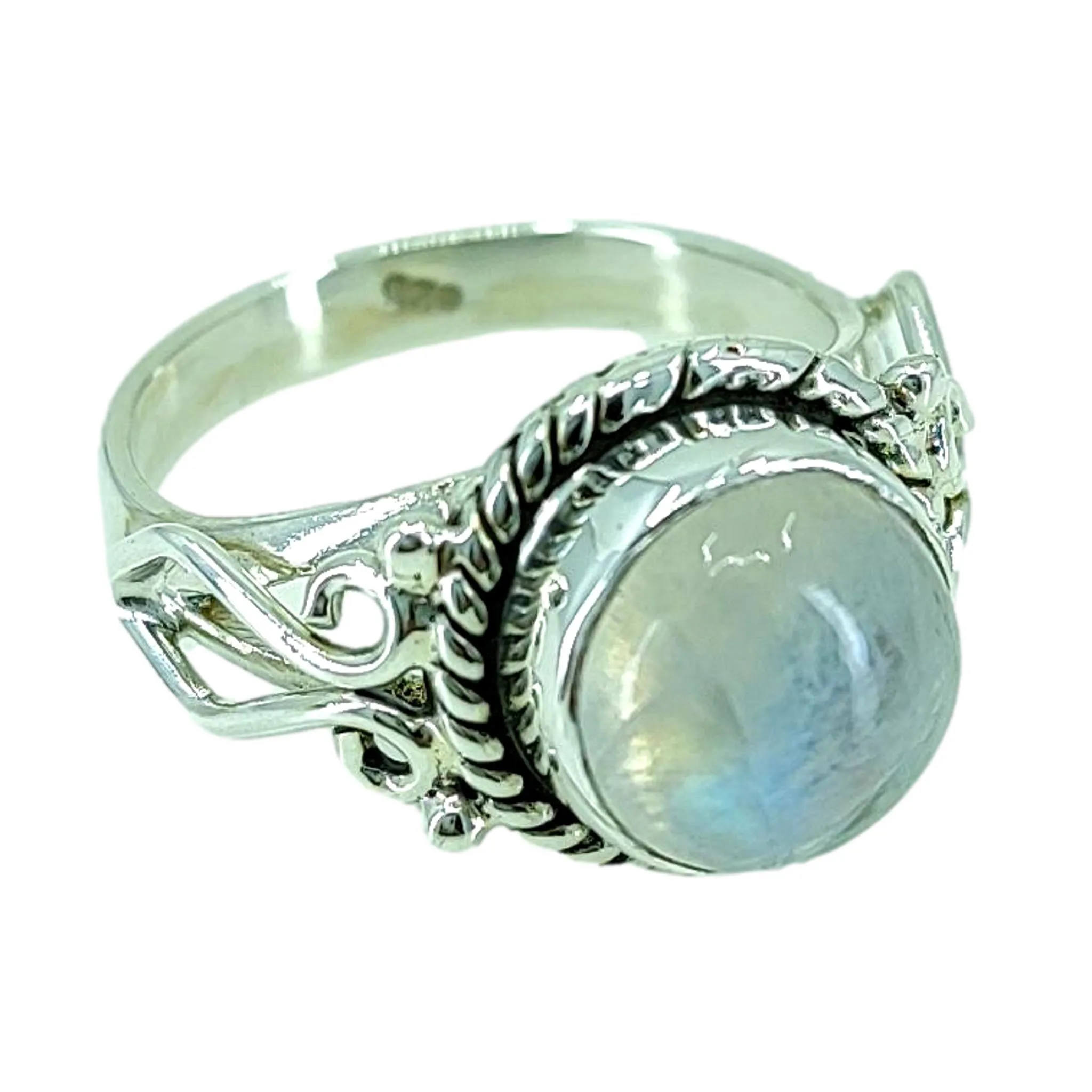 Navya Craft Rainbow Moonstone 925 Sterling Silver Handmade Ring