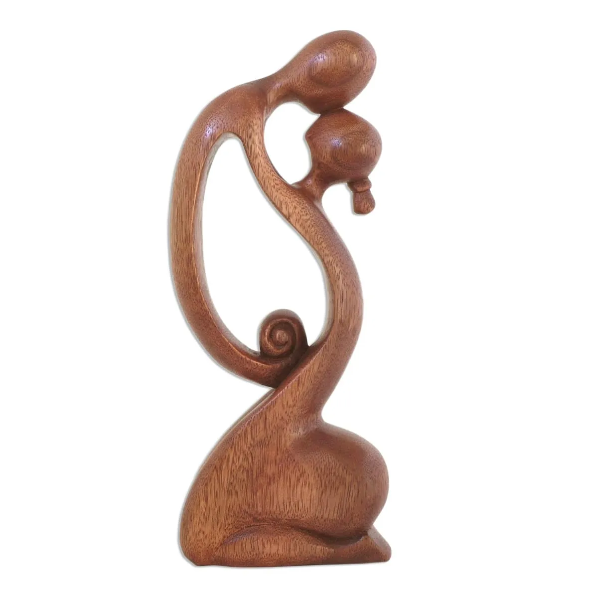 Novica A Mothers Kiss Wood Sculpture