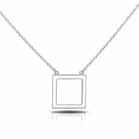 Open Square Sterling Silver Necklace with Pendant