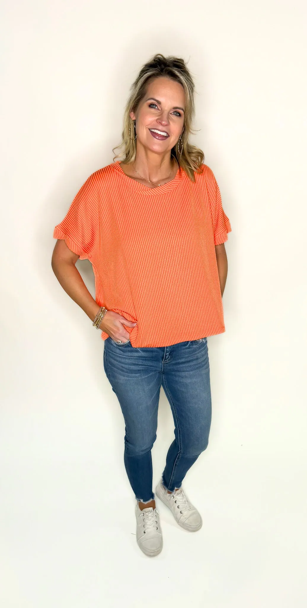 Orange Textured Twisted Top