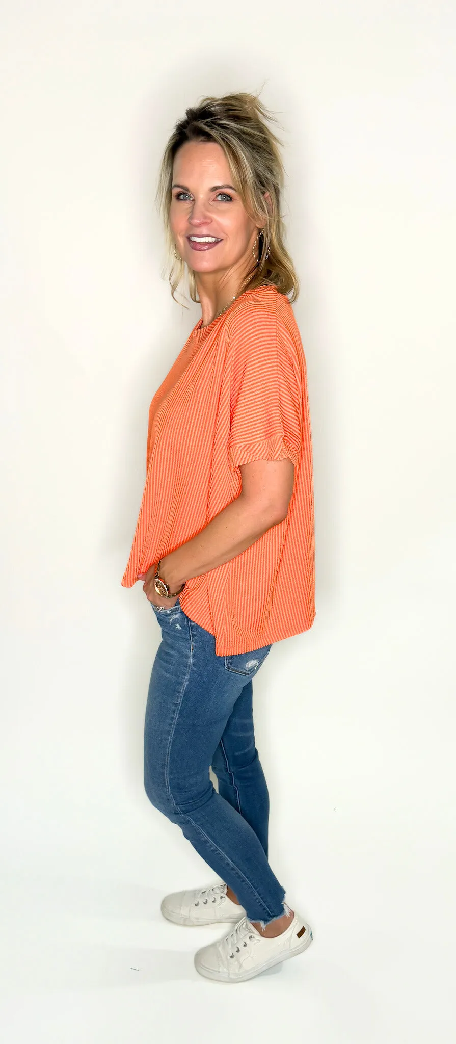 Orange Textured Twisted Top