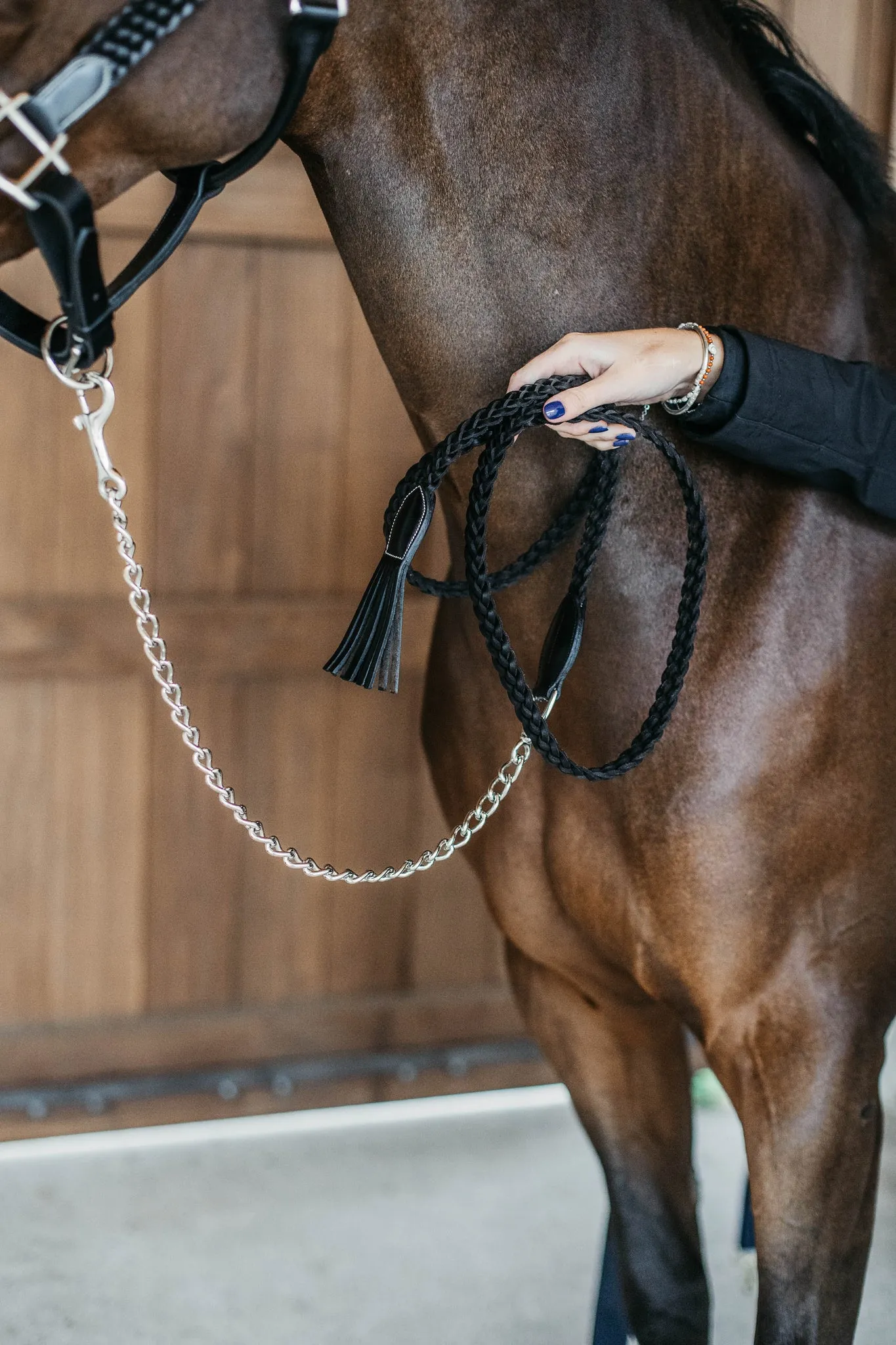 Plaited Leather Lead with Chain