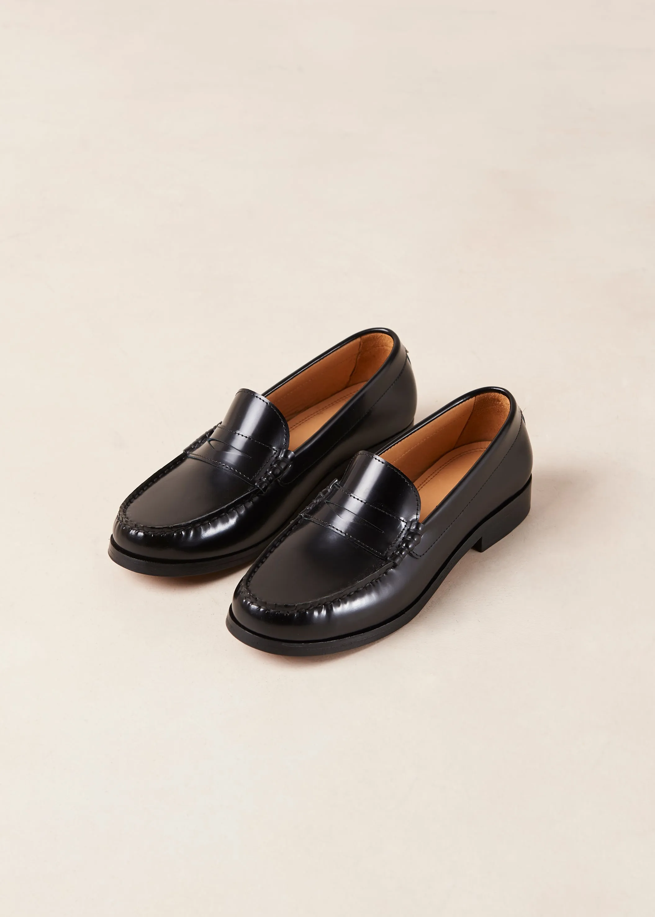 Rivet Black Leather Loafers