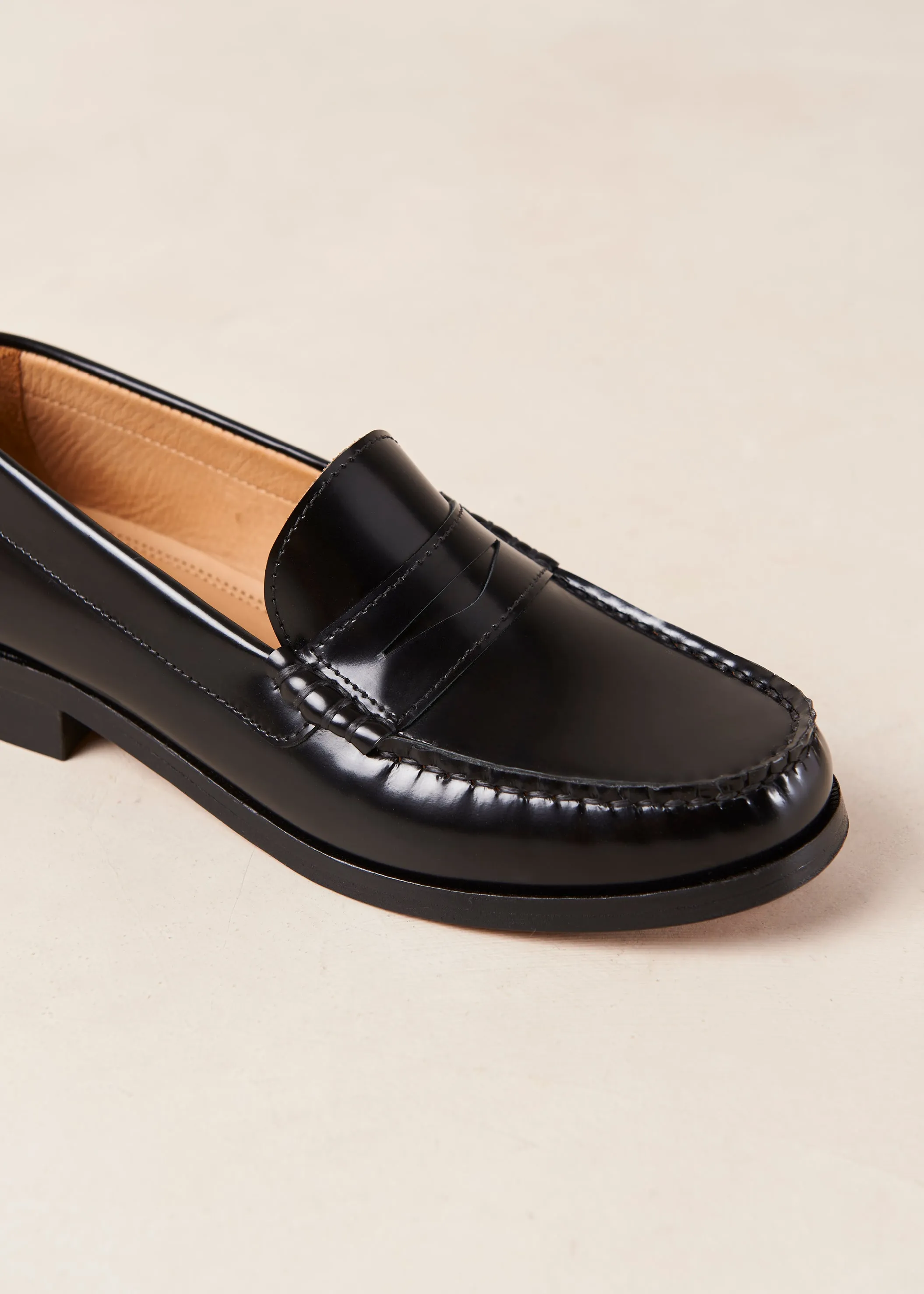 Rivet Black Leather Loafers