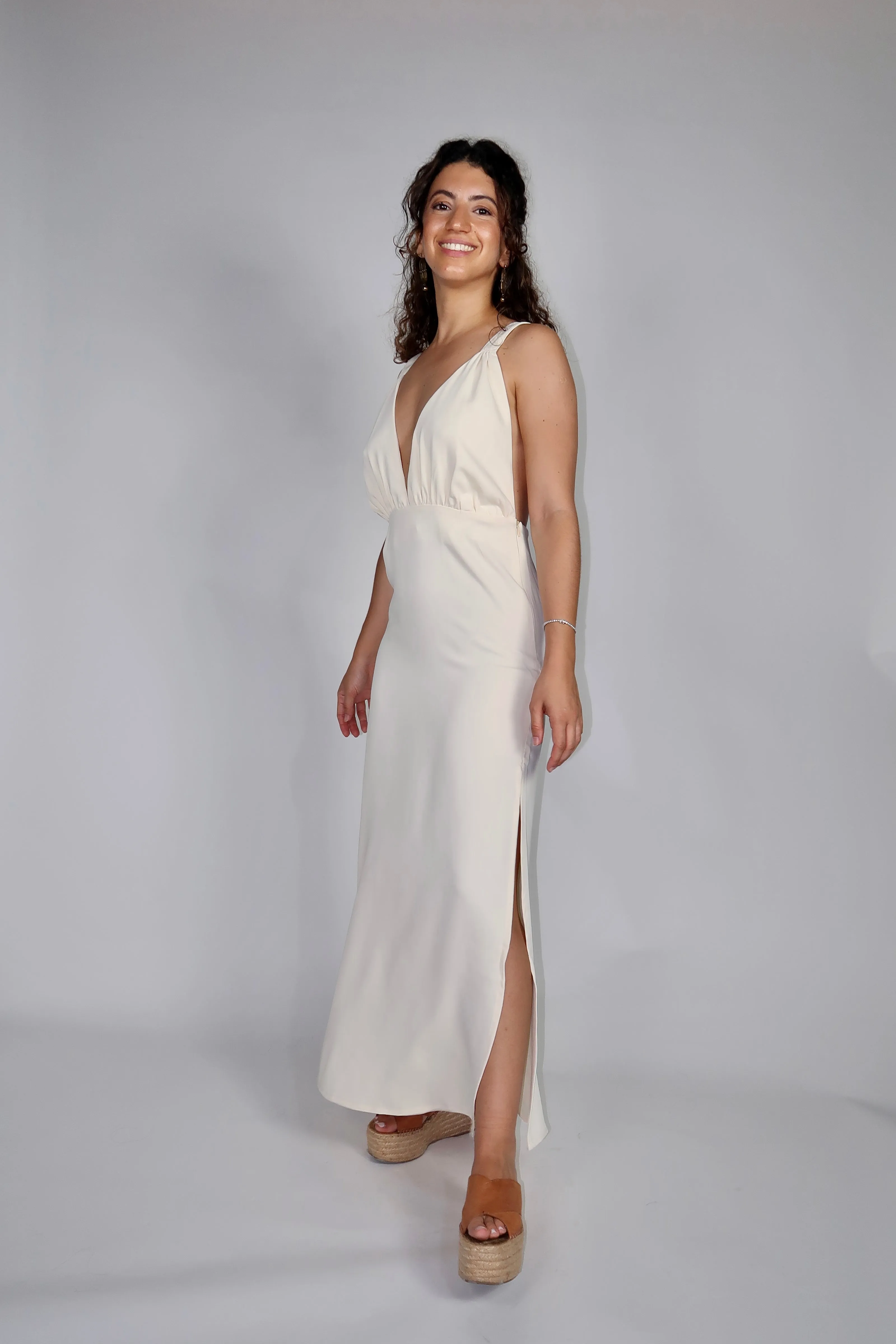 ROBE EN CREPE DE SOIE BLANCHE- "TIE THE KNOT"