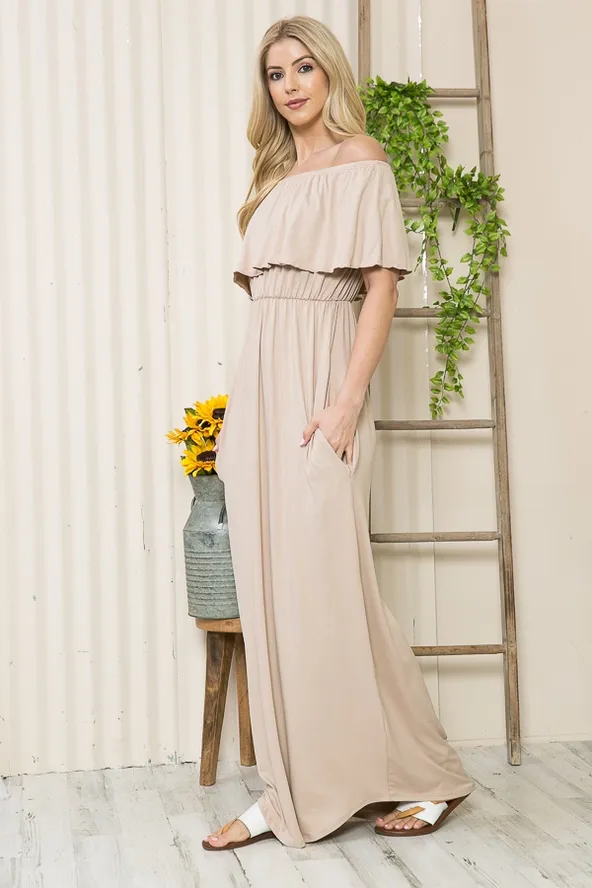 Ruffle Off Shoulder Maxi Sundress