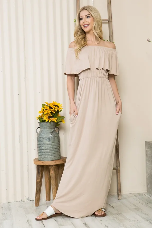 Ruffle Off Shoulder Maxi Sundress