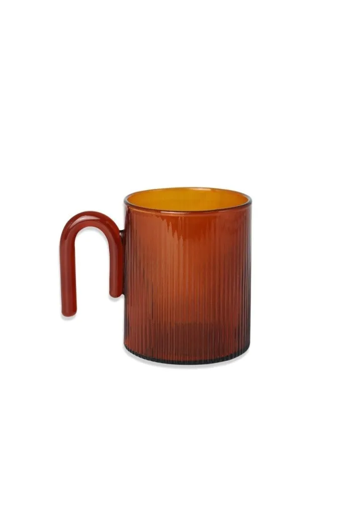 Sage & Cooper - Archer Ribbed Glass Cup - Amber/amber