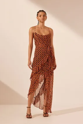 Shona Joy | Martina Cowl Neck Asymmetrical Maxi Dress