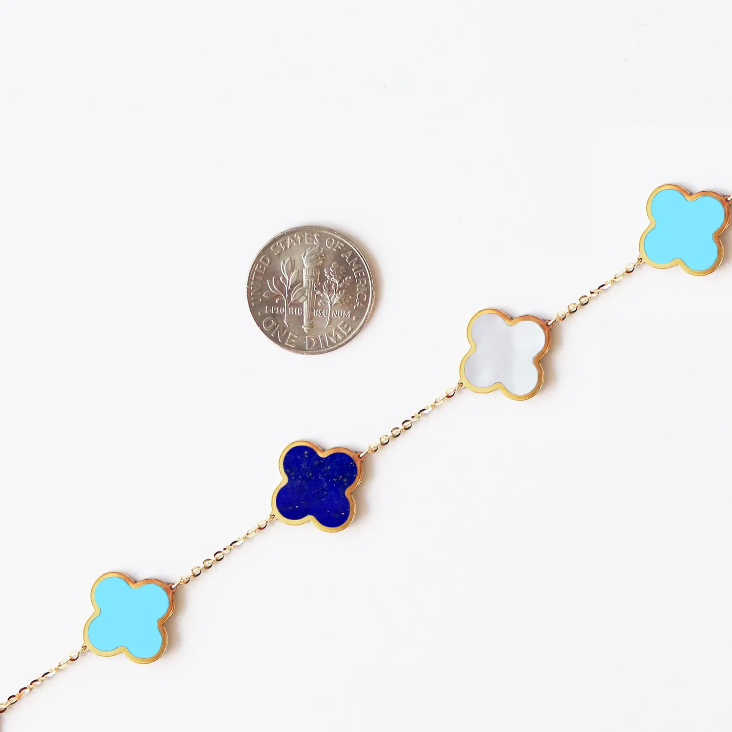 Small Blue Mixed Clover Bracelet