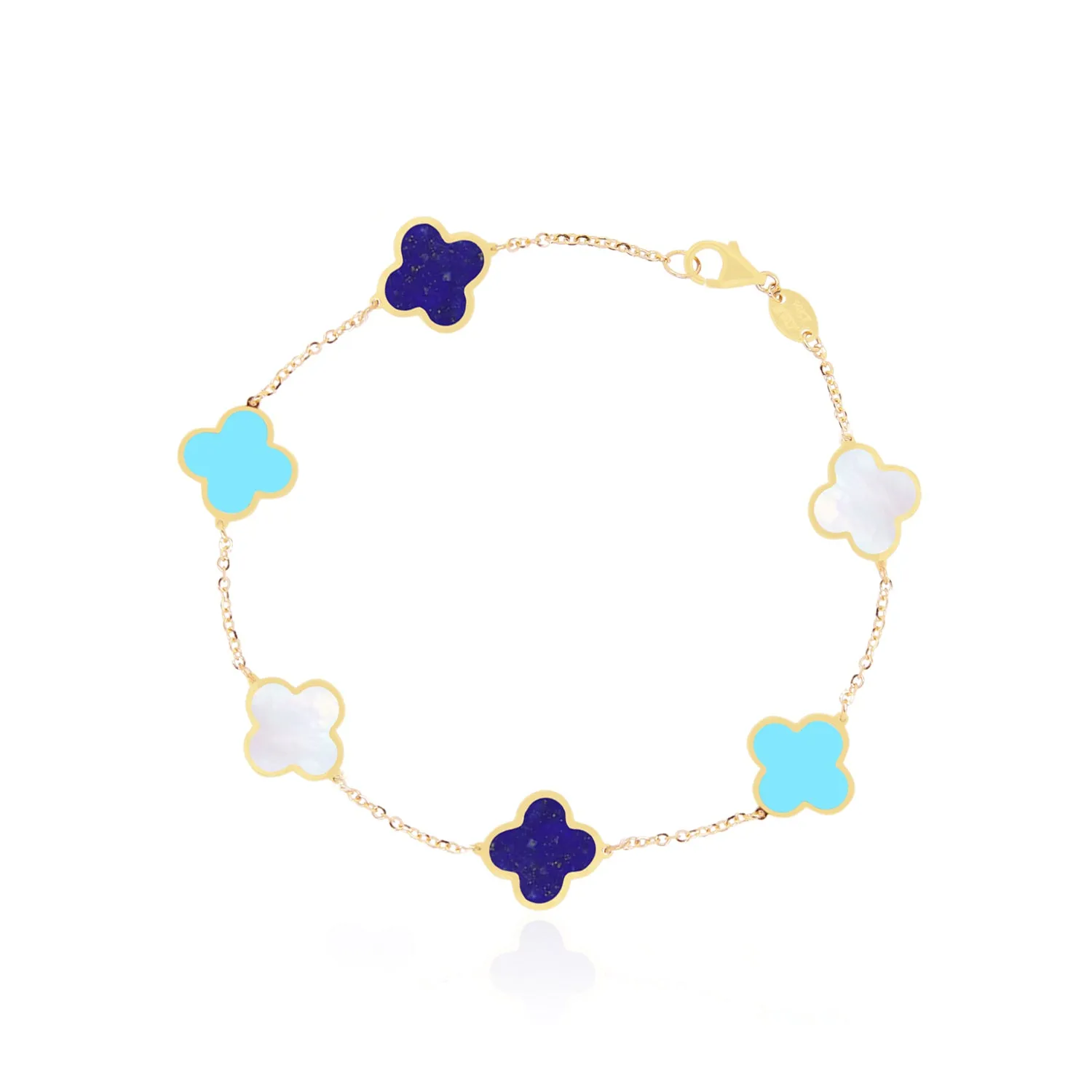 Small Blue Mixed Clover Bracelet