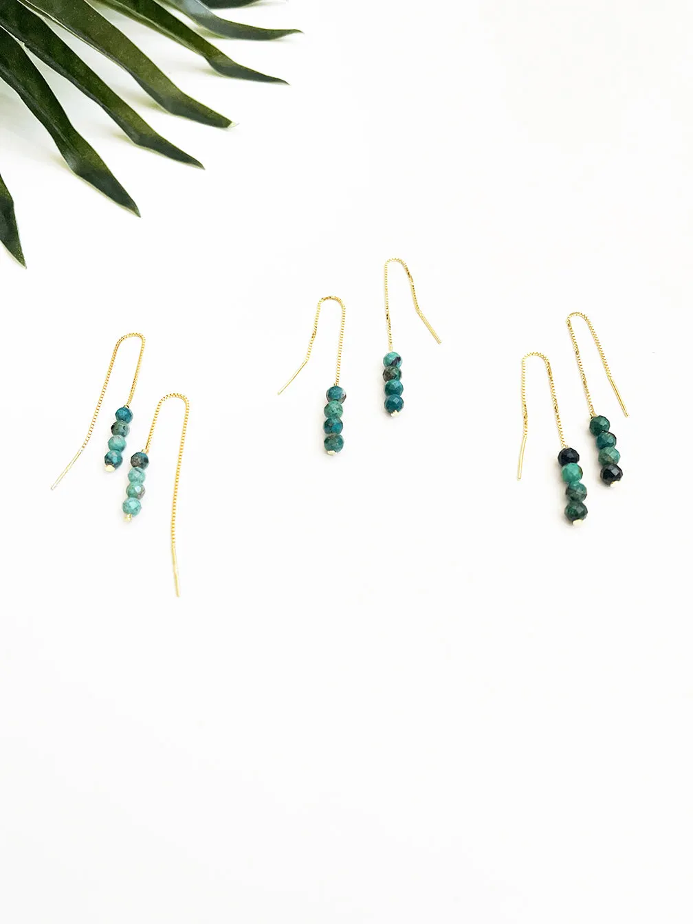 special edition chrysocolla threader earrings - gold